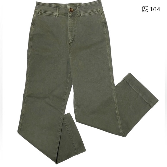 LOFT Denim - LOFT NWT Women’s Green High Waisted Slim Wide Leg Jeans Sz 26/2